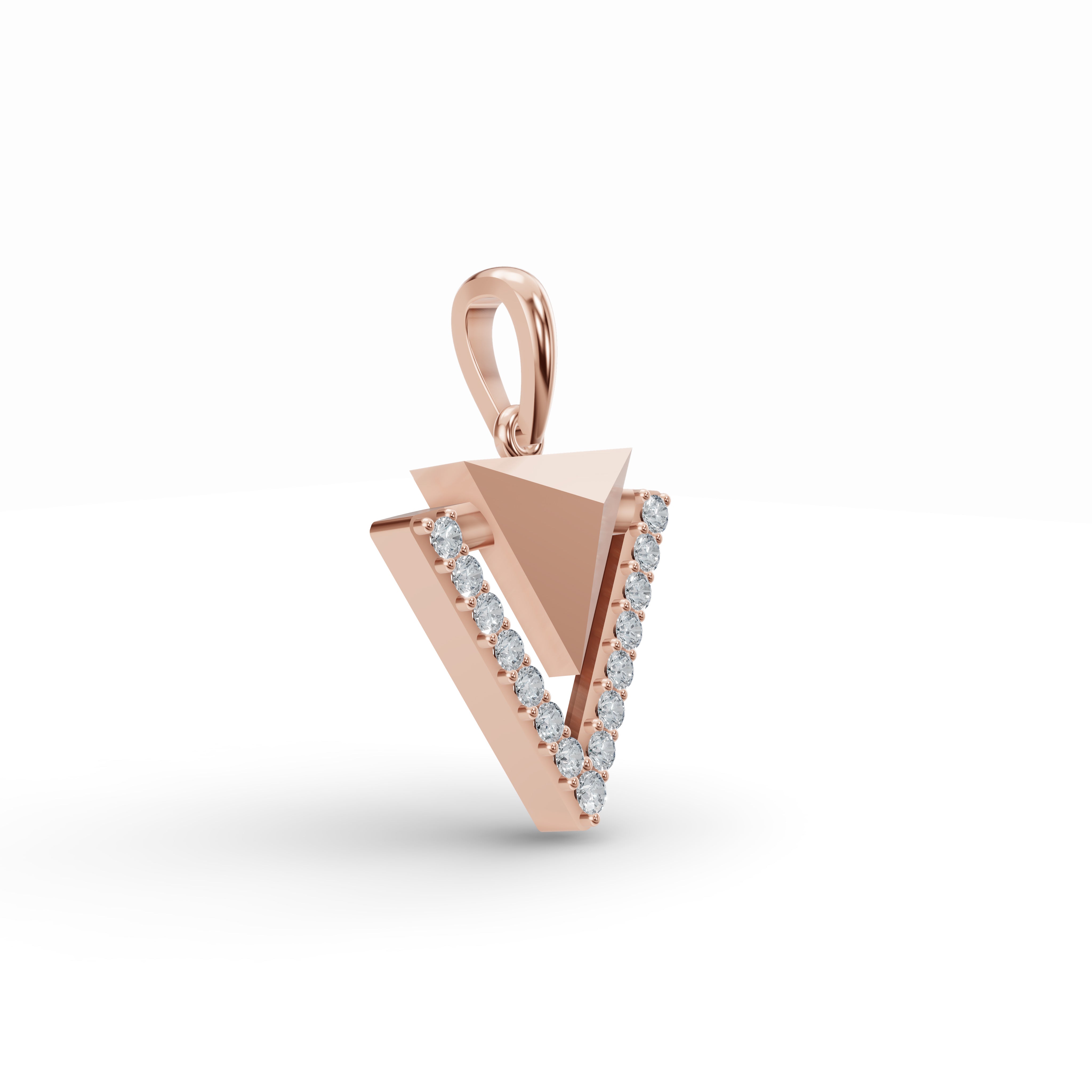 Geometric Triangle Diamond Pendant