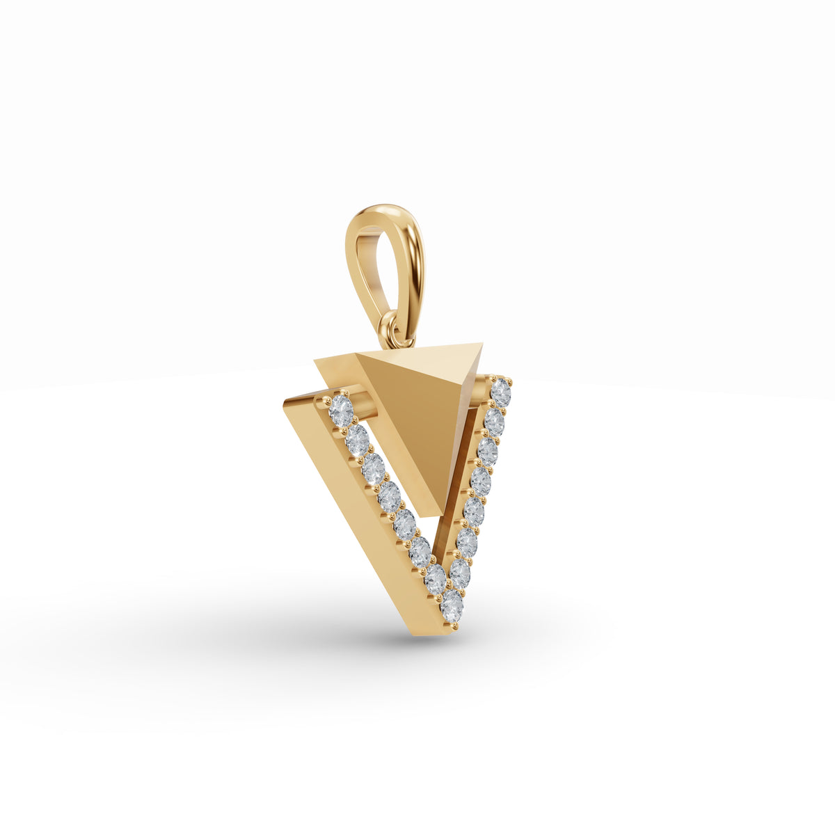 Geometric Triangle Diamond Pendant