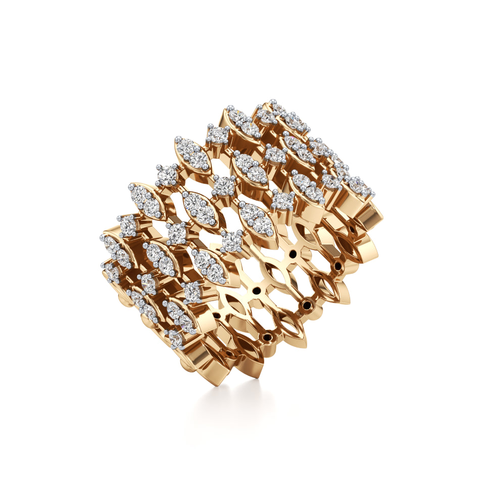 Trio Symmetric Spark Diamond Ring