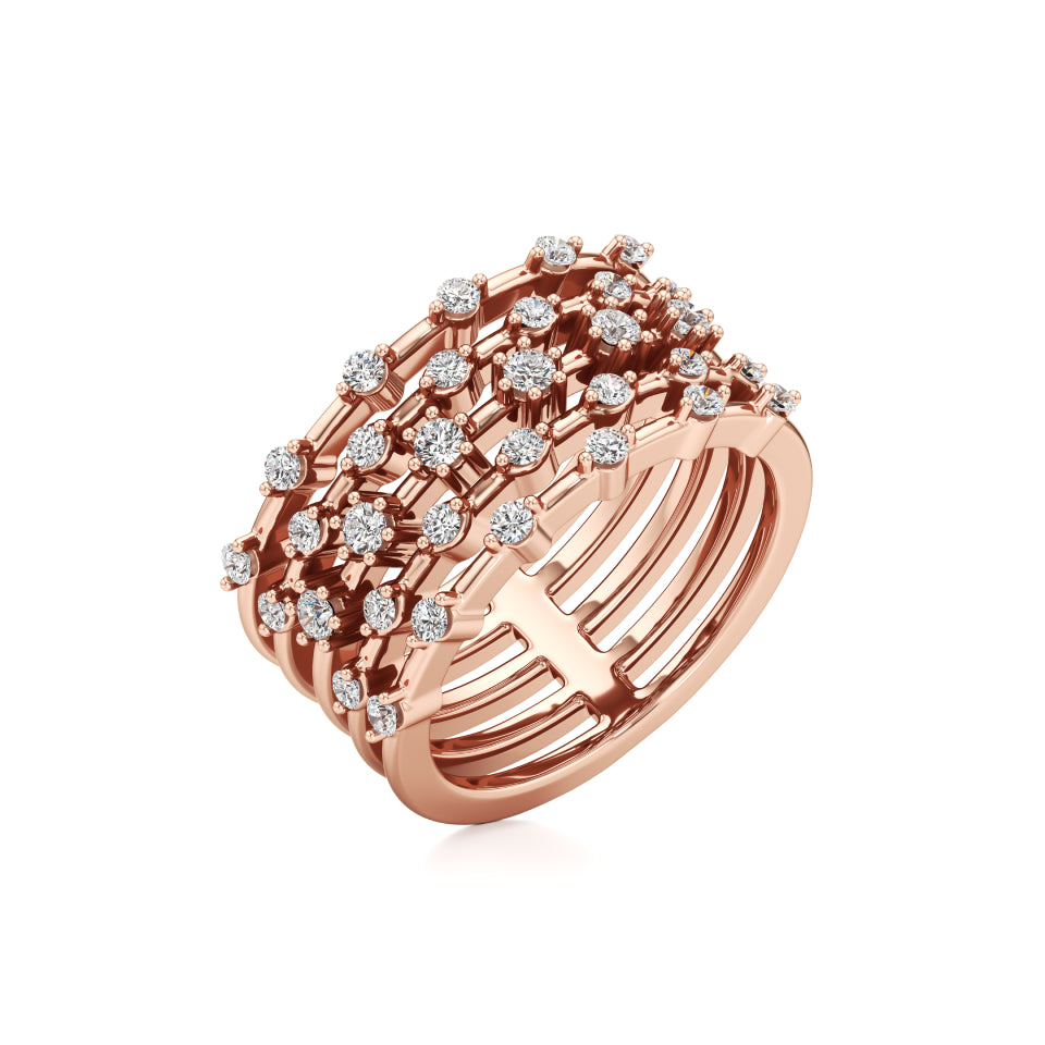 5-Row Radiant Diamond Ring