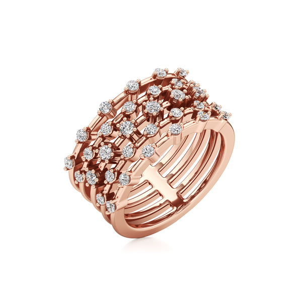 5-Row Radiant Diamond Ring