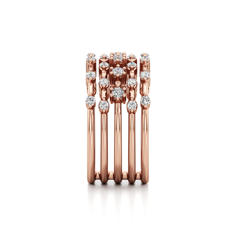 5-Row Radiant Diamond Ring
