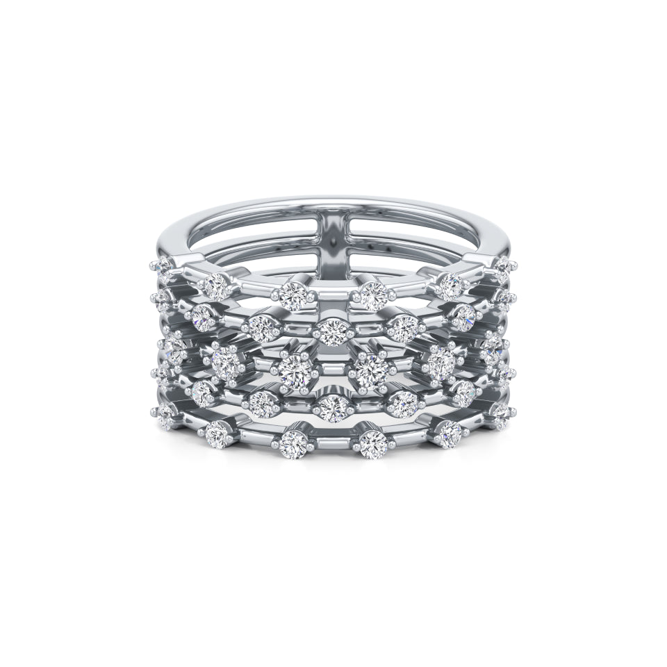 5-Row Radiant Diamond Ring