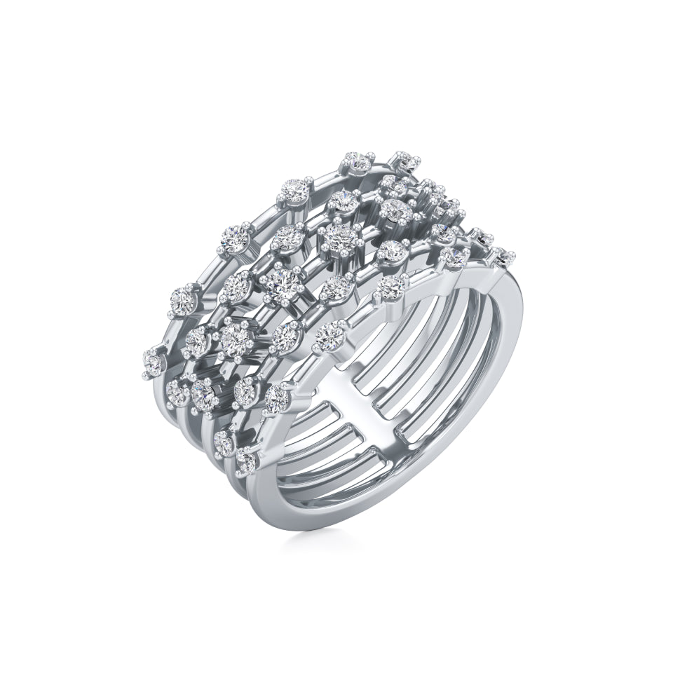 5-Row Radiant Diamond Ring