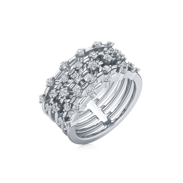 5-Row Radiant Diamond Ring