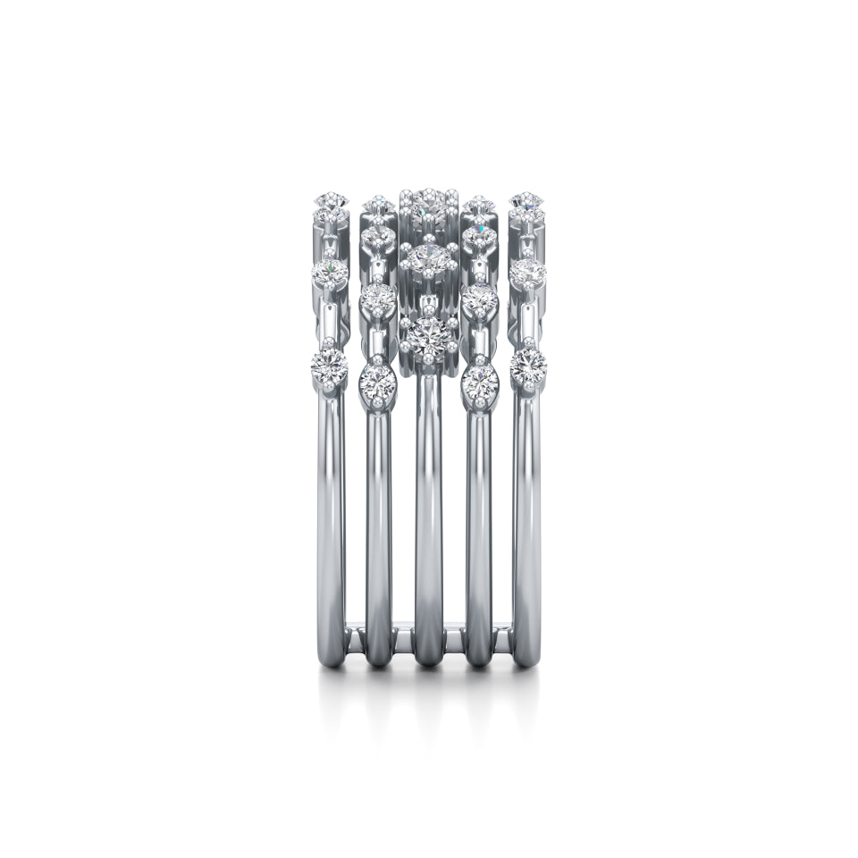 5-Row Radiant Diamond Ring