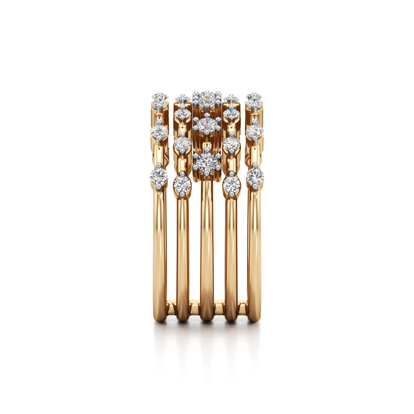 5-Row Radiant Diamond Ring