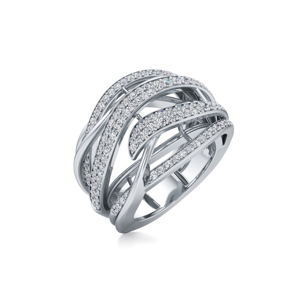 Diamond-Kissed Waves Ring