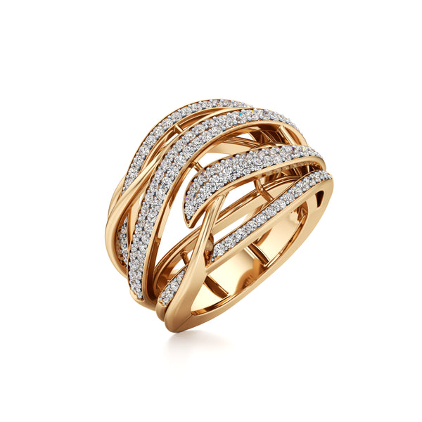 Diamond-Kissed Waves Ring