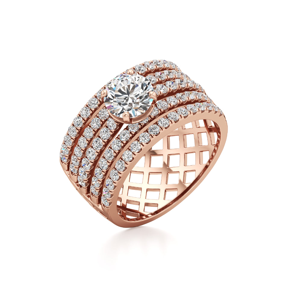 Five-Line Diamond Solitaire Ring