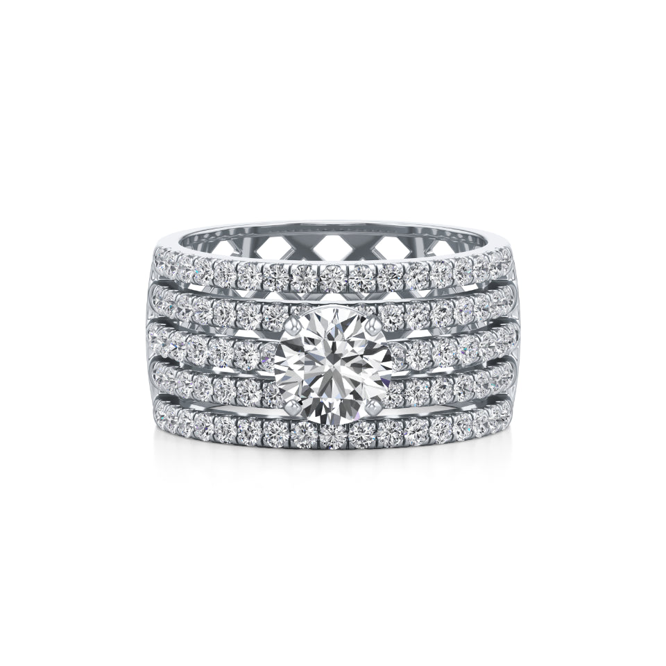 Five-Line Diamond Solitaire Ring