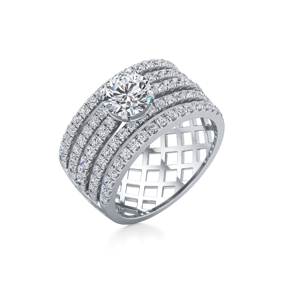 Five-Line Diamond Solitaire Ring