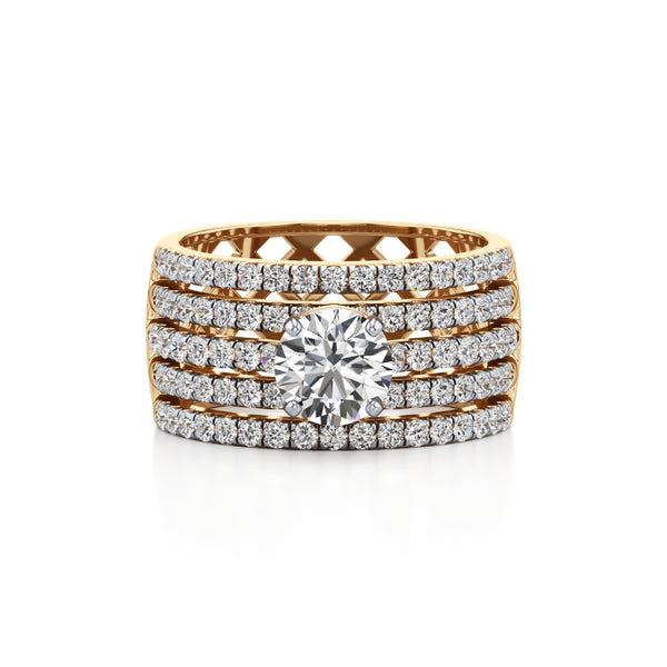 Five-Line Diamond Solitaire Ring