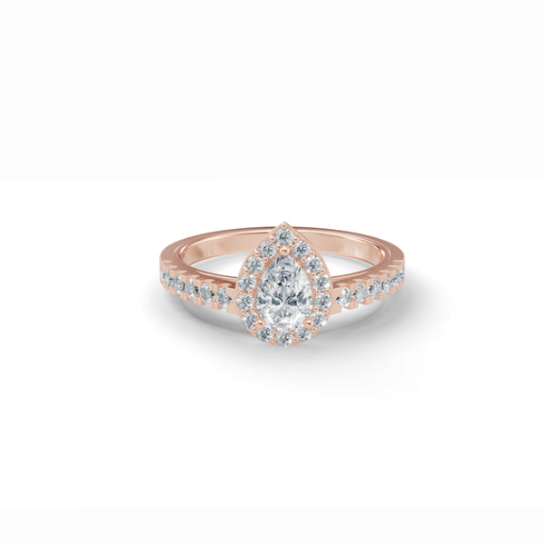 Sparkling Pear Halo Diamond Ring