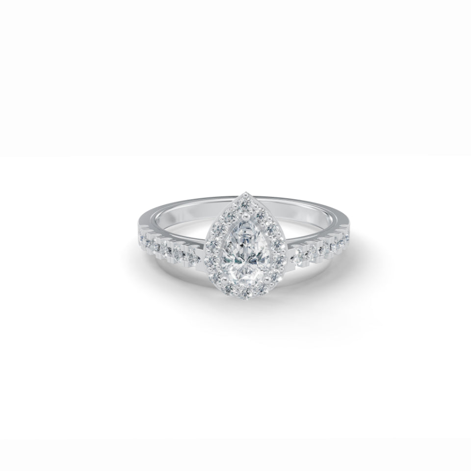 Sparkling Pear Halo Diamond Ring