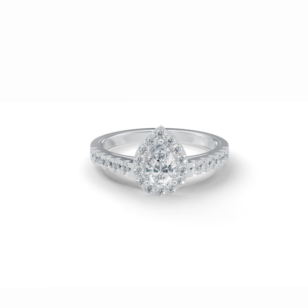 Sparkling Pear Halo Diamond Ring
