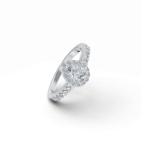 Sparkling Pear Halo Diamond Ring