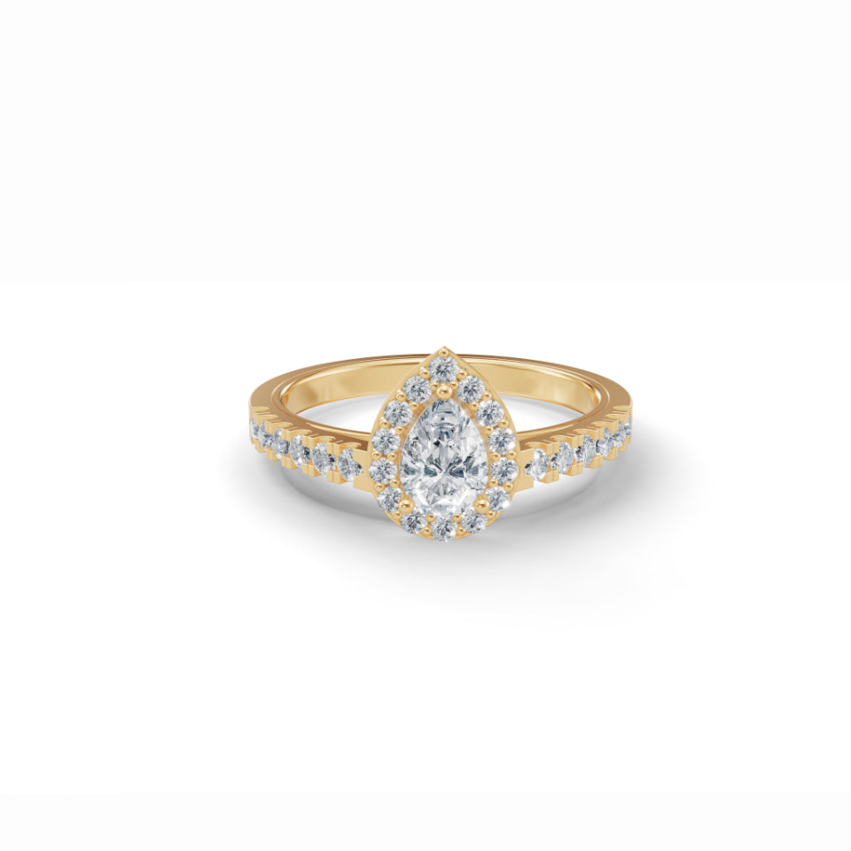 Sparkling Pear Halo Diamond Ring