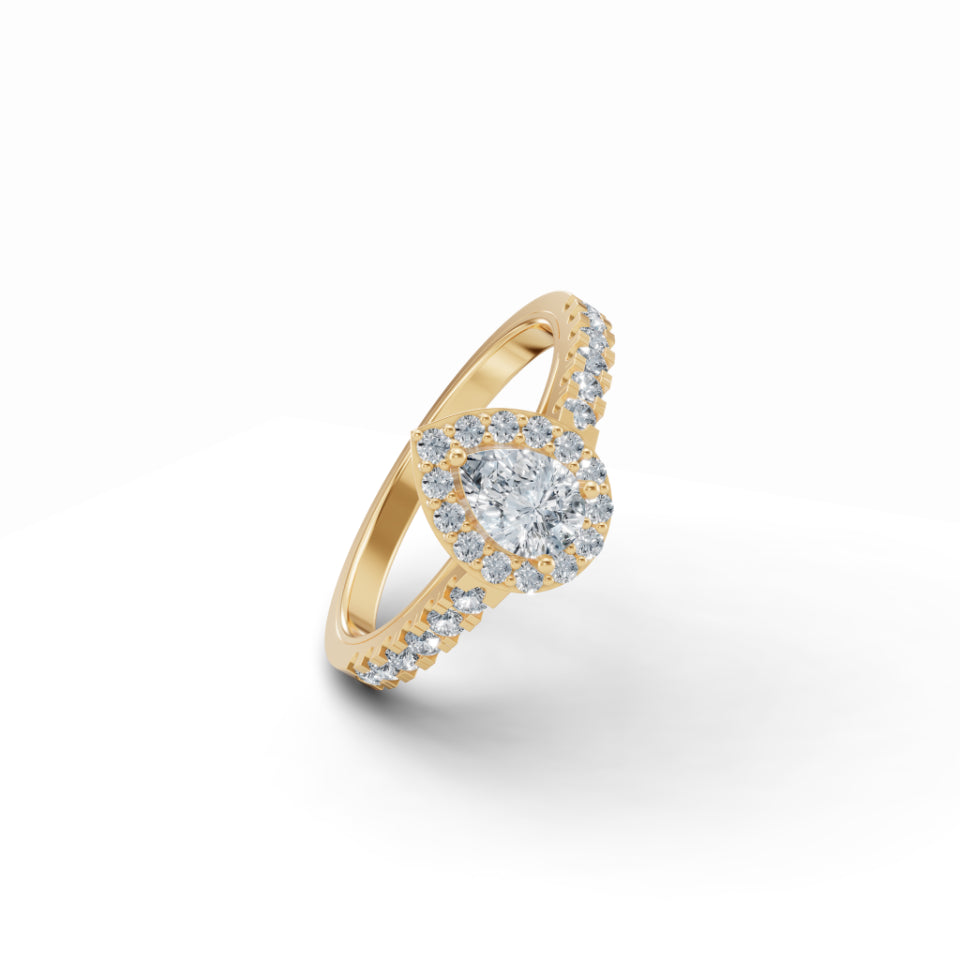 Sparkling Pear Halo Diamond Ring