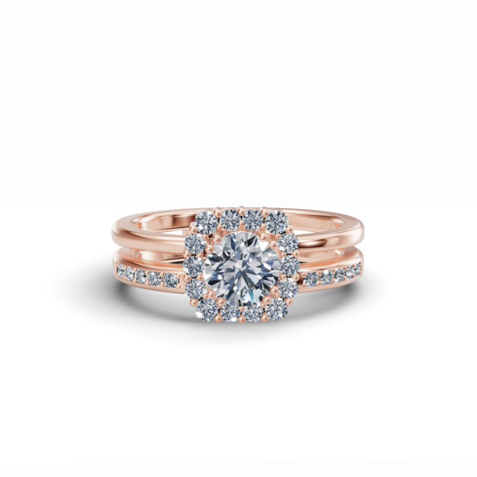 Double Barrel Halo Diamond Ring