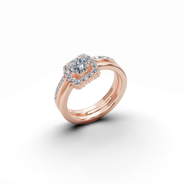 Double Barrel Halo Diamond Ring