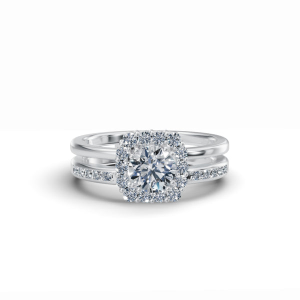 Double Barrel Halo Diamond Ring