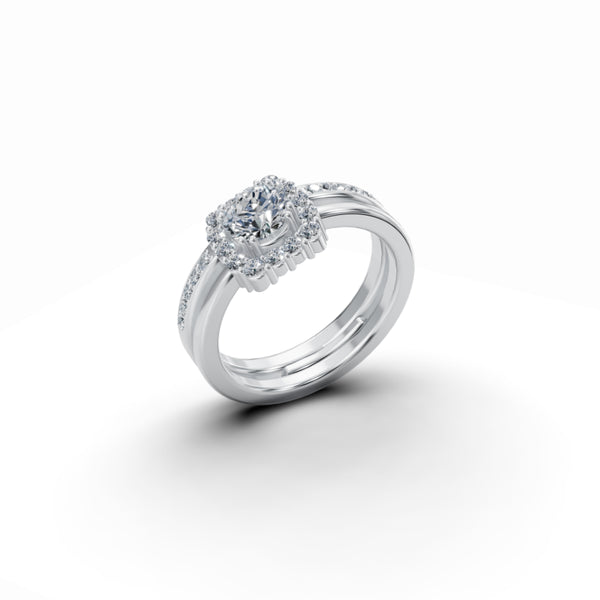 Double Barrel Halo Diamond Ring