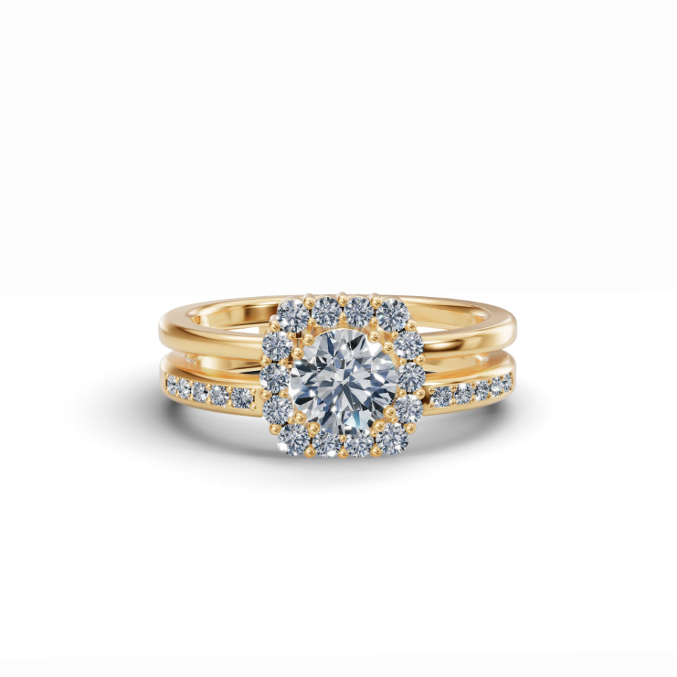 Double Barrel Halo Diamond Ring