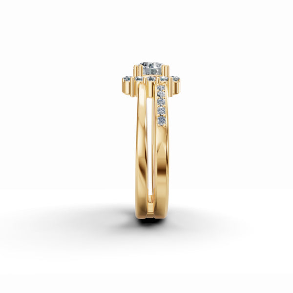 Double Barrel Halo Diamond Ring