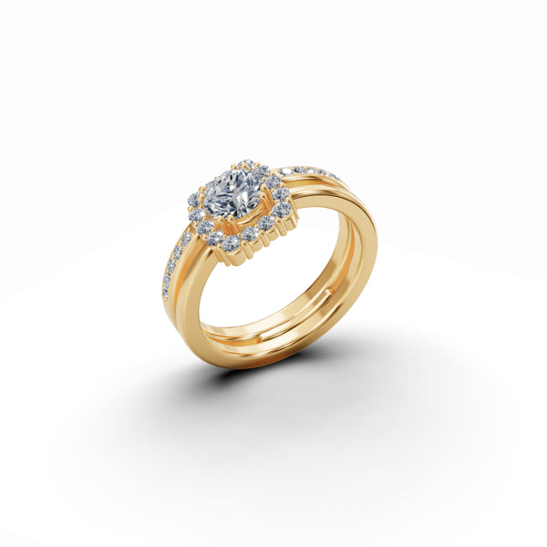 Double Barrel Halo Diamond Ring