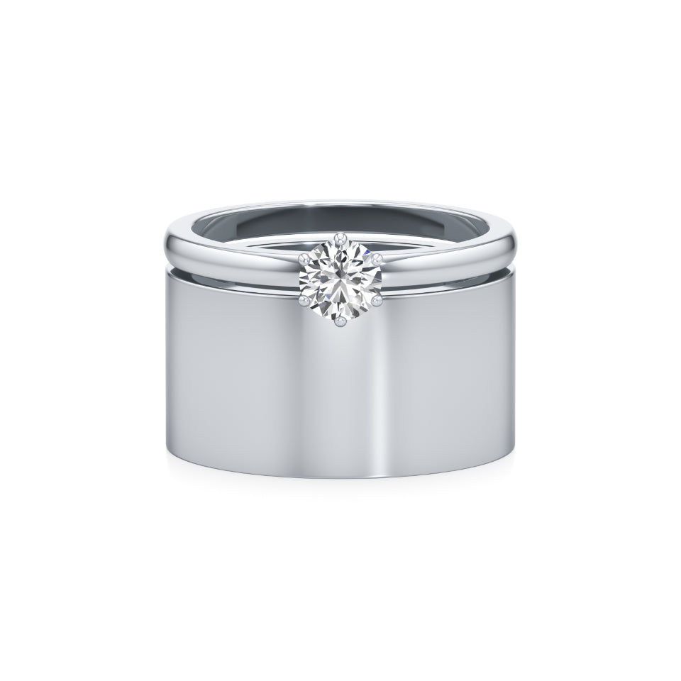 Smooth-Cut Wide Diamond Ring