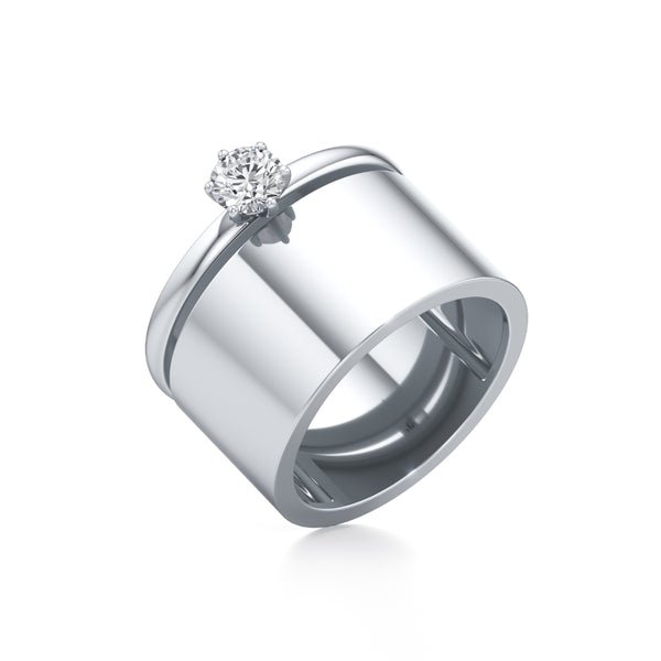 Smooth-Cut Wide Diamond Ring