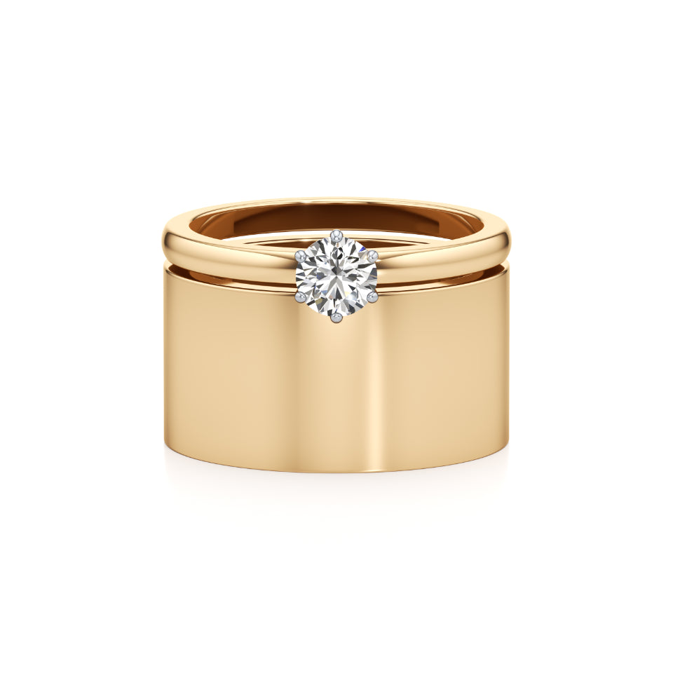 Smooth-Cut Wide Diamond Ring