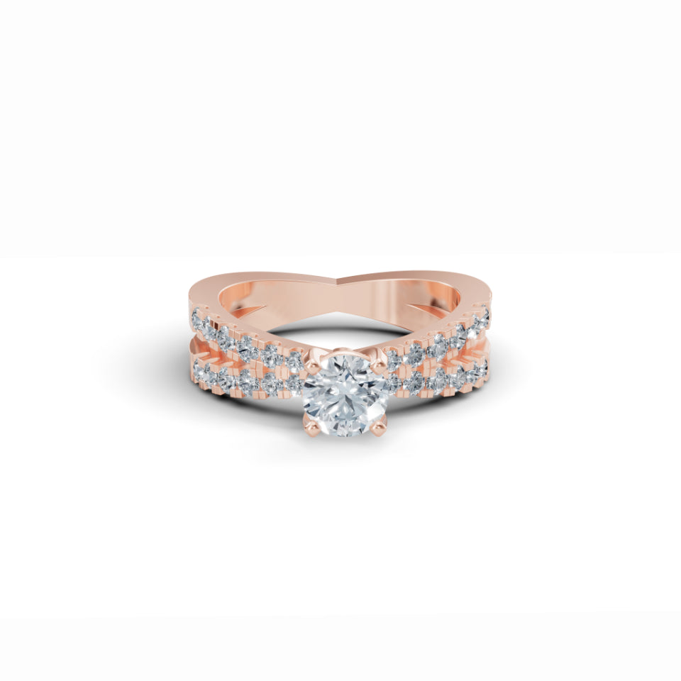 Crisscross Guardian Solitaire Diamond Ring