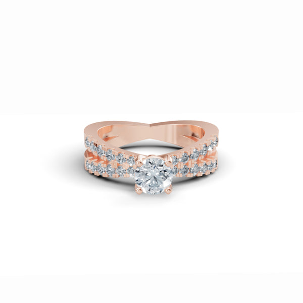 Crisscross Guardian Solitaire Diamond Ring