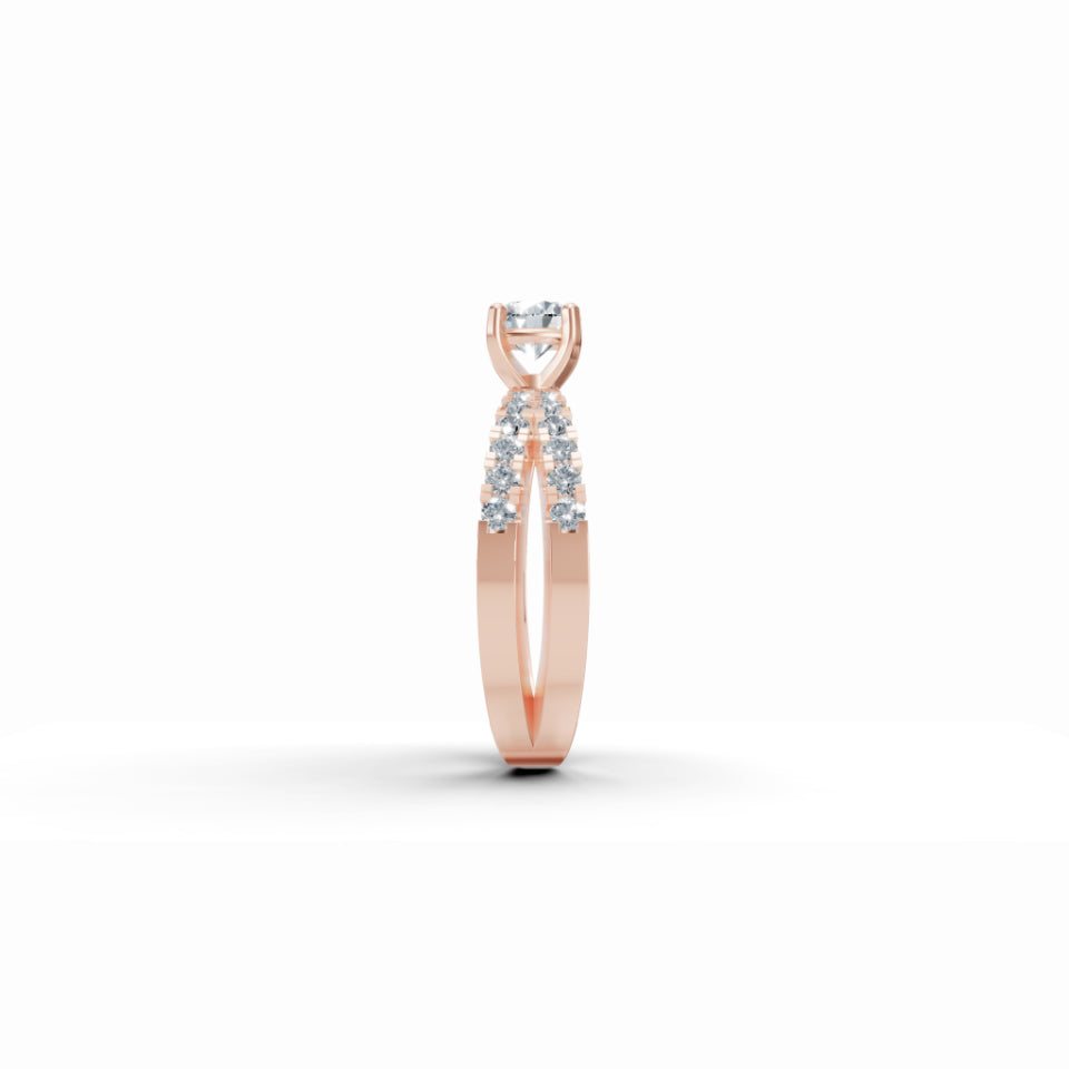 Crisscross Guardian Solitaire Diamond Ring