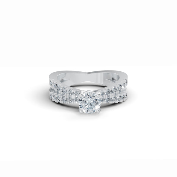 Crisscross Guardian Solitaire Diamond Ring