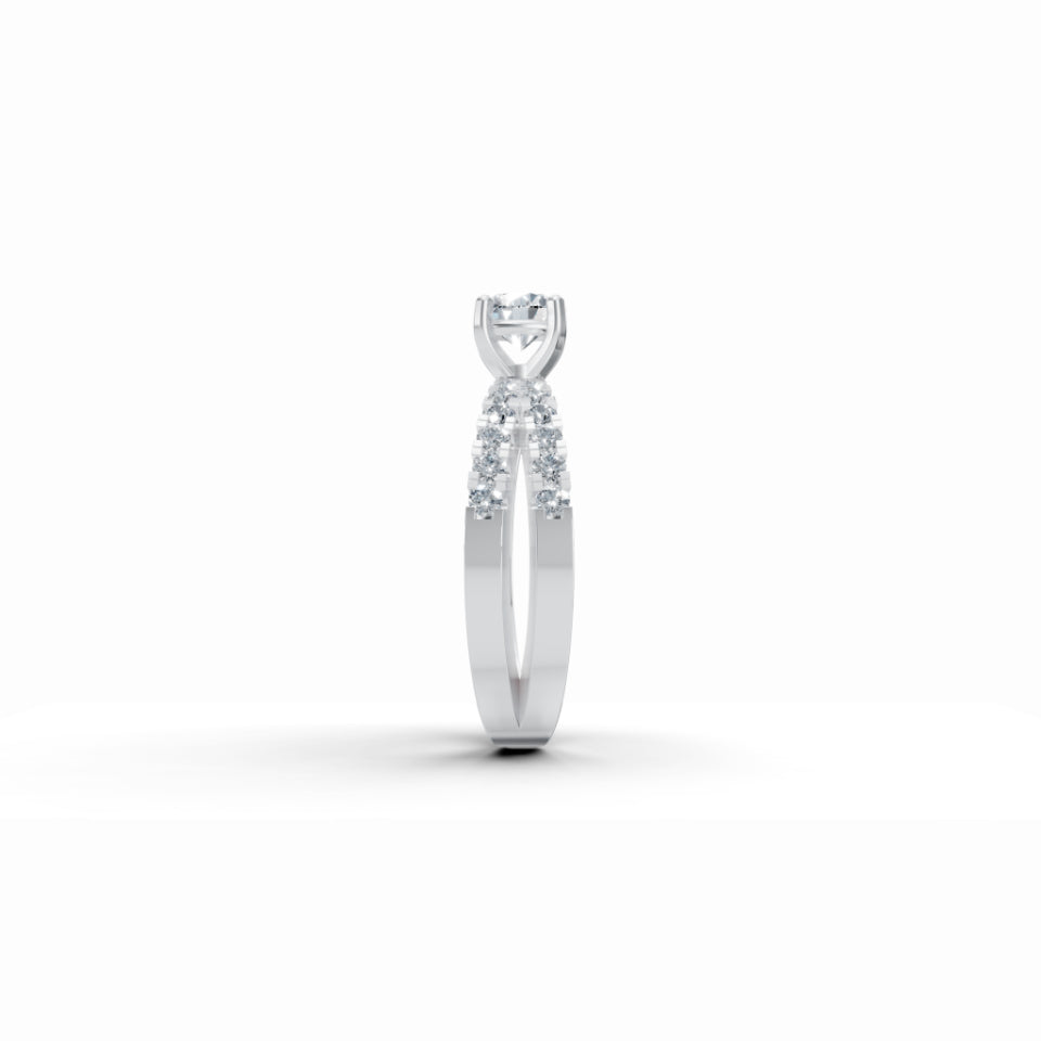 Crisscross Guardian Solitaire Diamond Ring