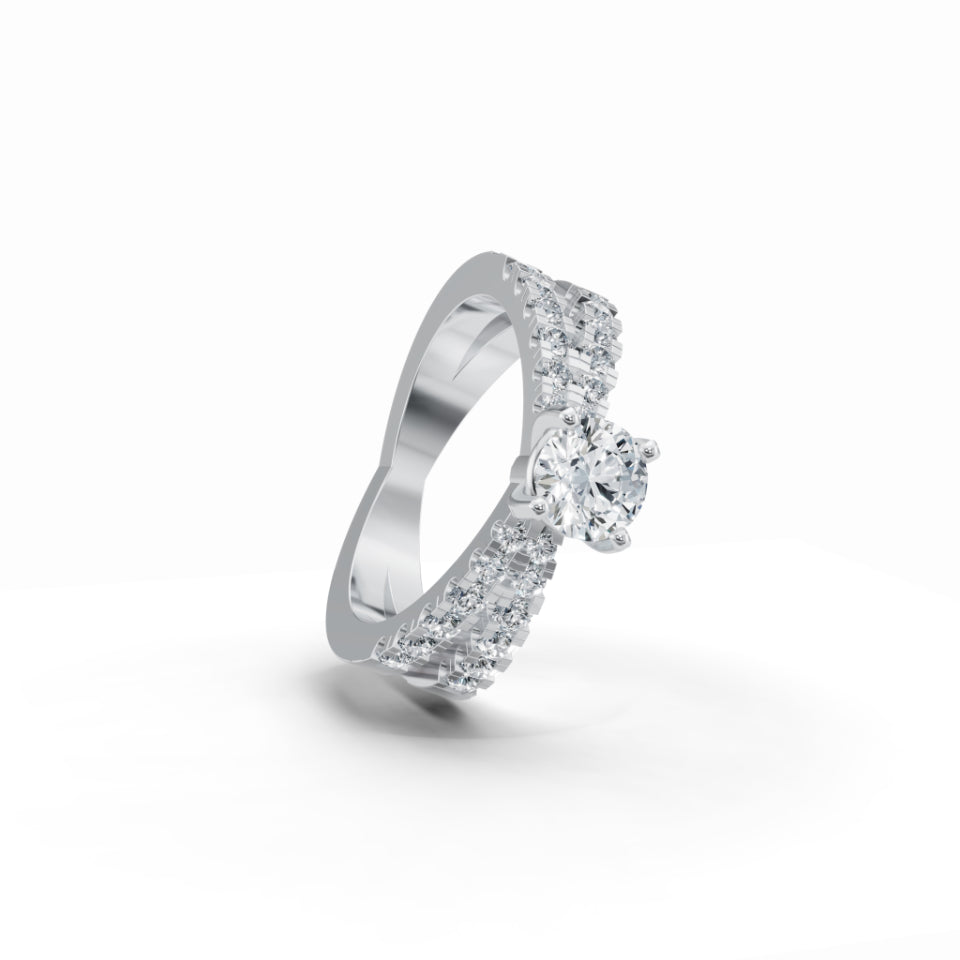 Crisscross Guardian Solitaire Diamond Ring