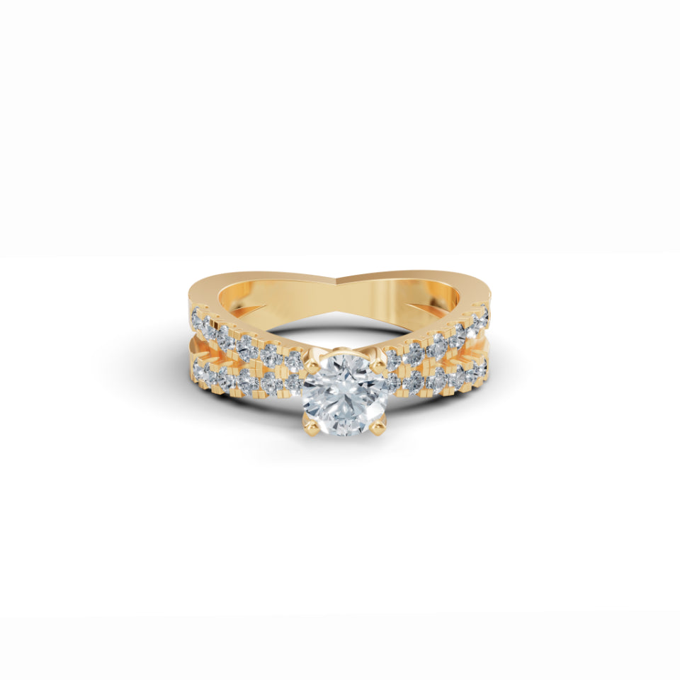 Crisscross Guardian Solitaire Diamond Ring