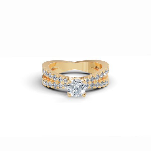Crisscross Guardian Solitaire Diamond Ring