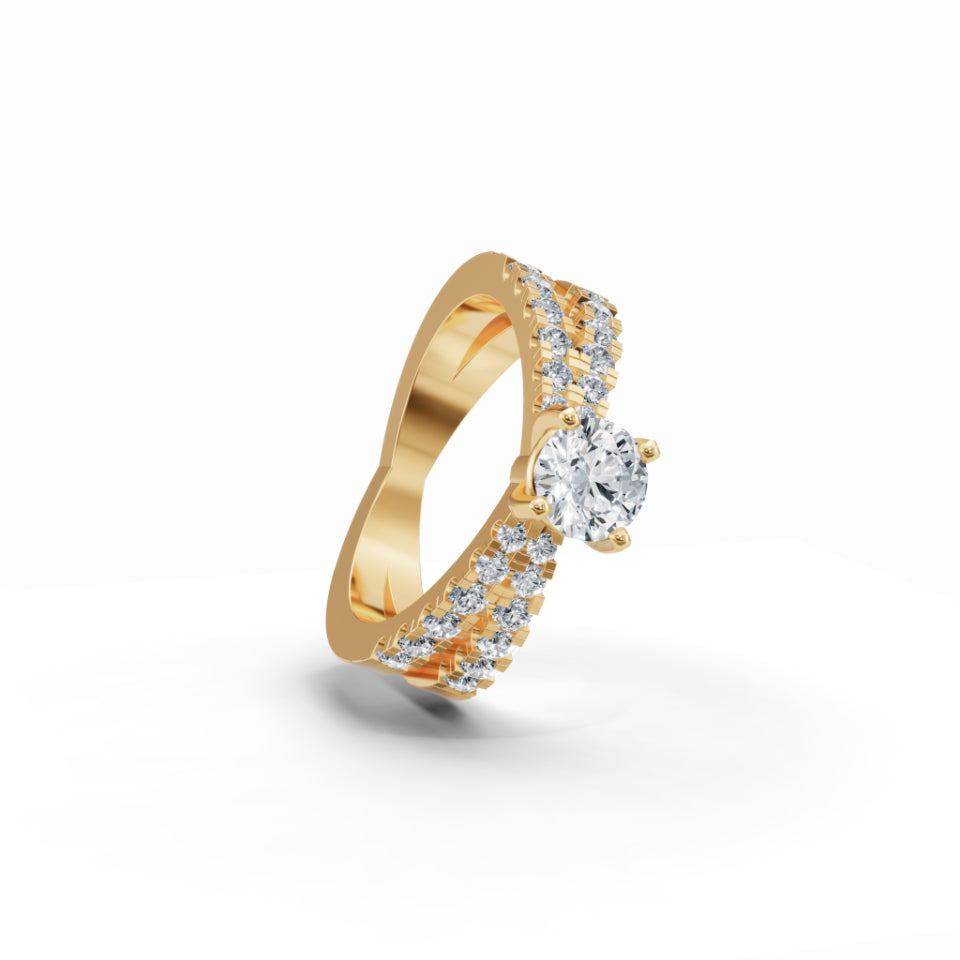 Crisscross Guardian Solitaire Diamond Ring