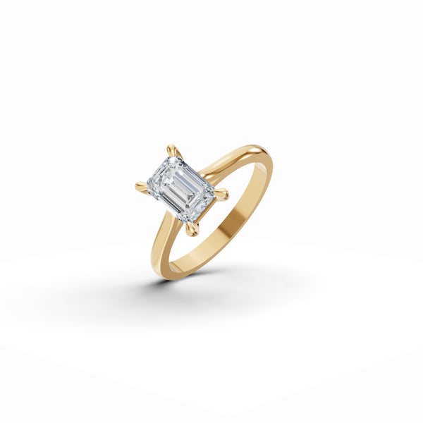 Emerald Solitaire Diamond Ring