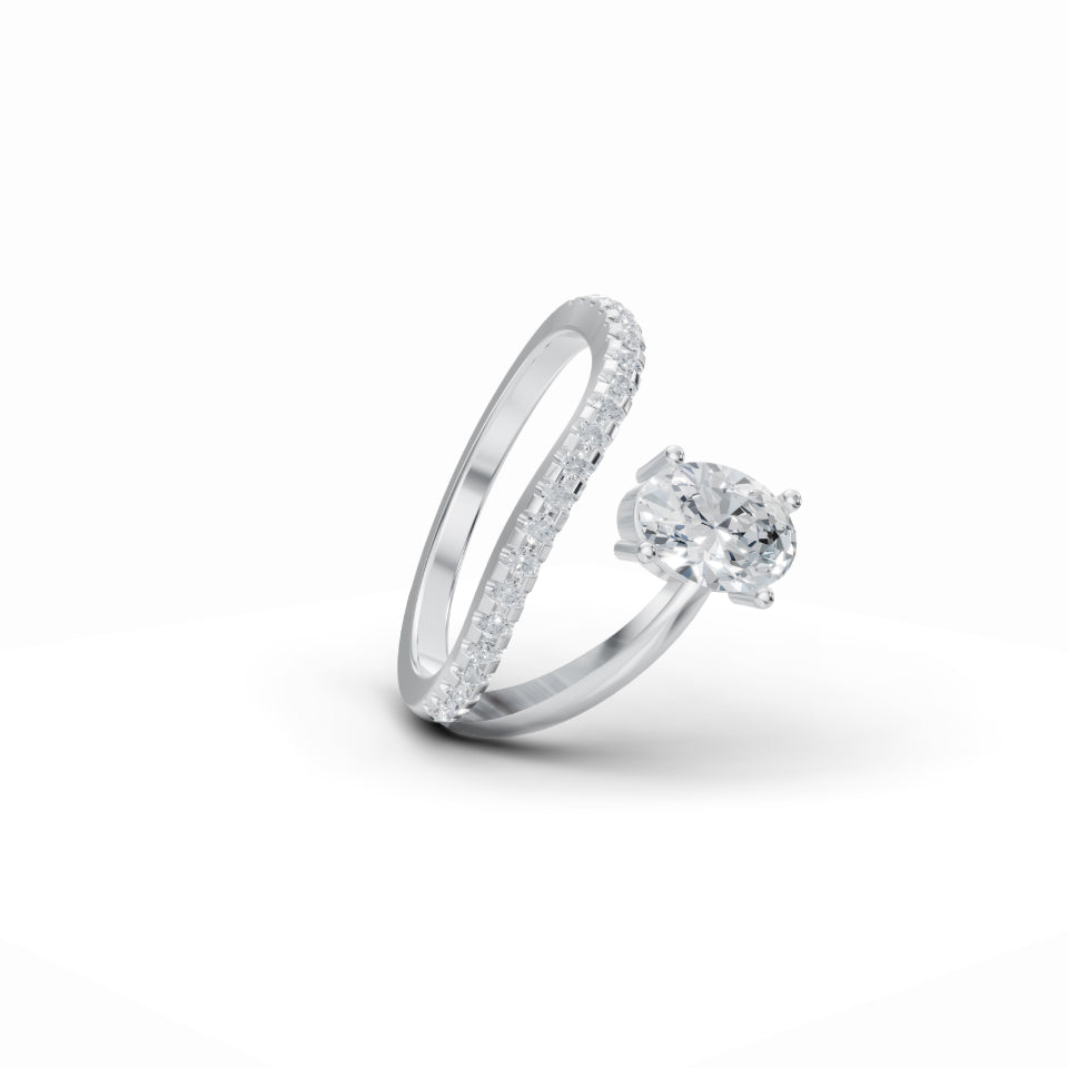 Radiant Duo Oval & Round Solitaire Ring