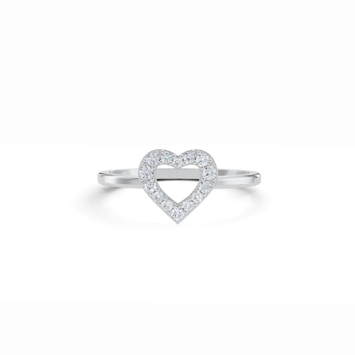 Open Heart Diamond Ring