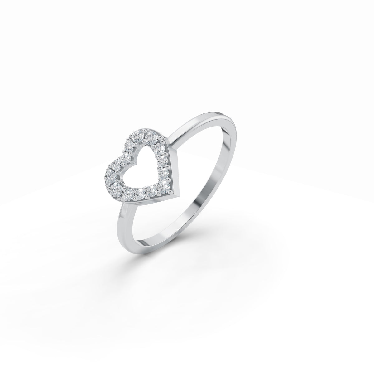 Open Heart Diamond Ring