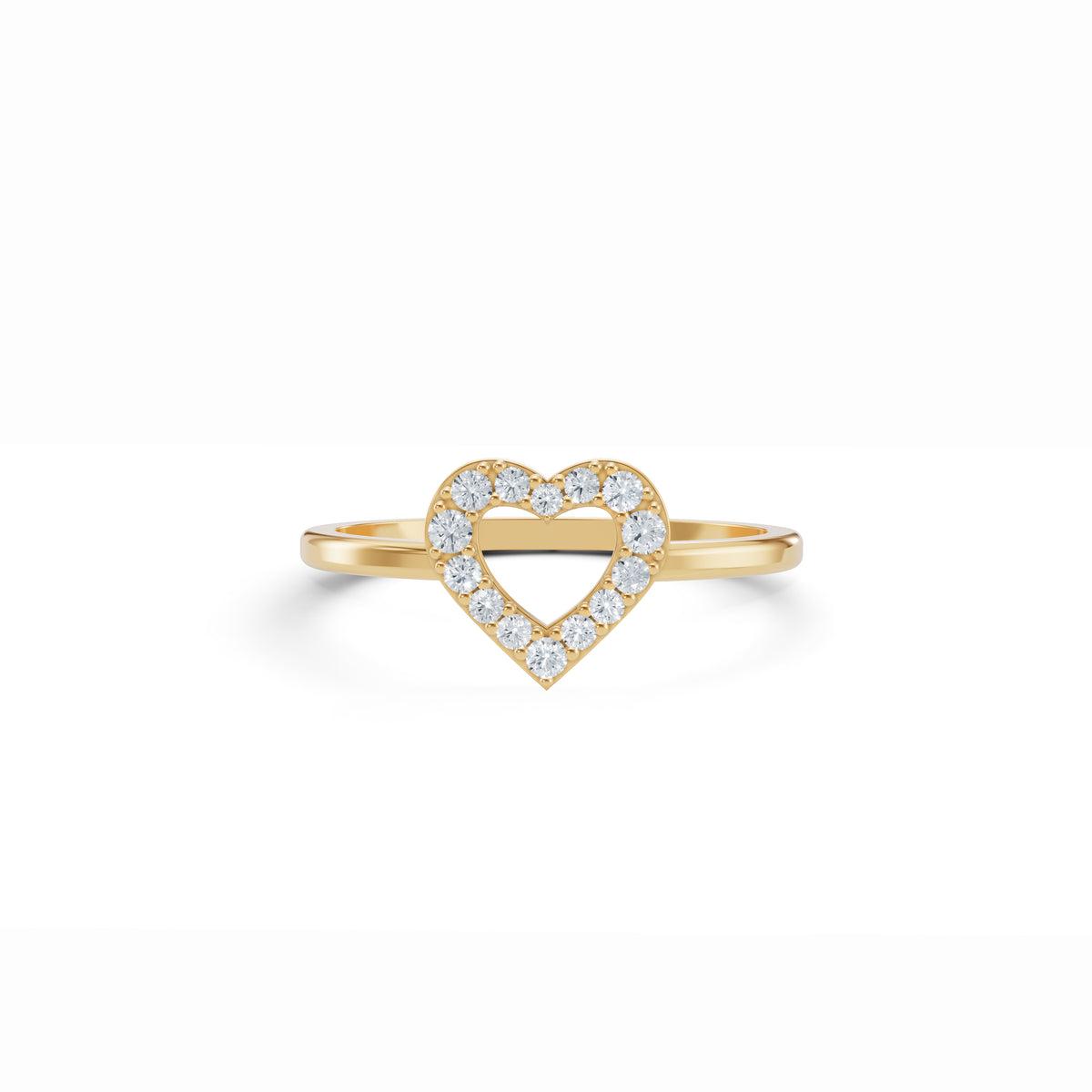 Open Heart Diamond Ring