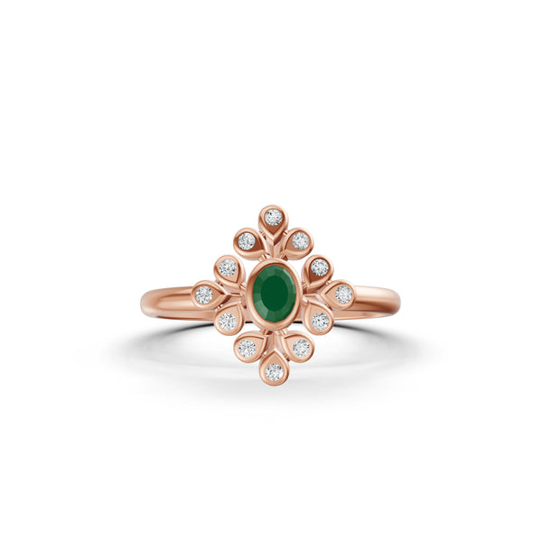 Emerald Bloom Diamond Ring
