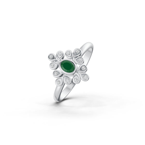 Emerald Bloom Diamond Ring