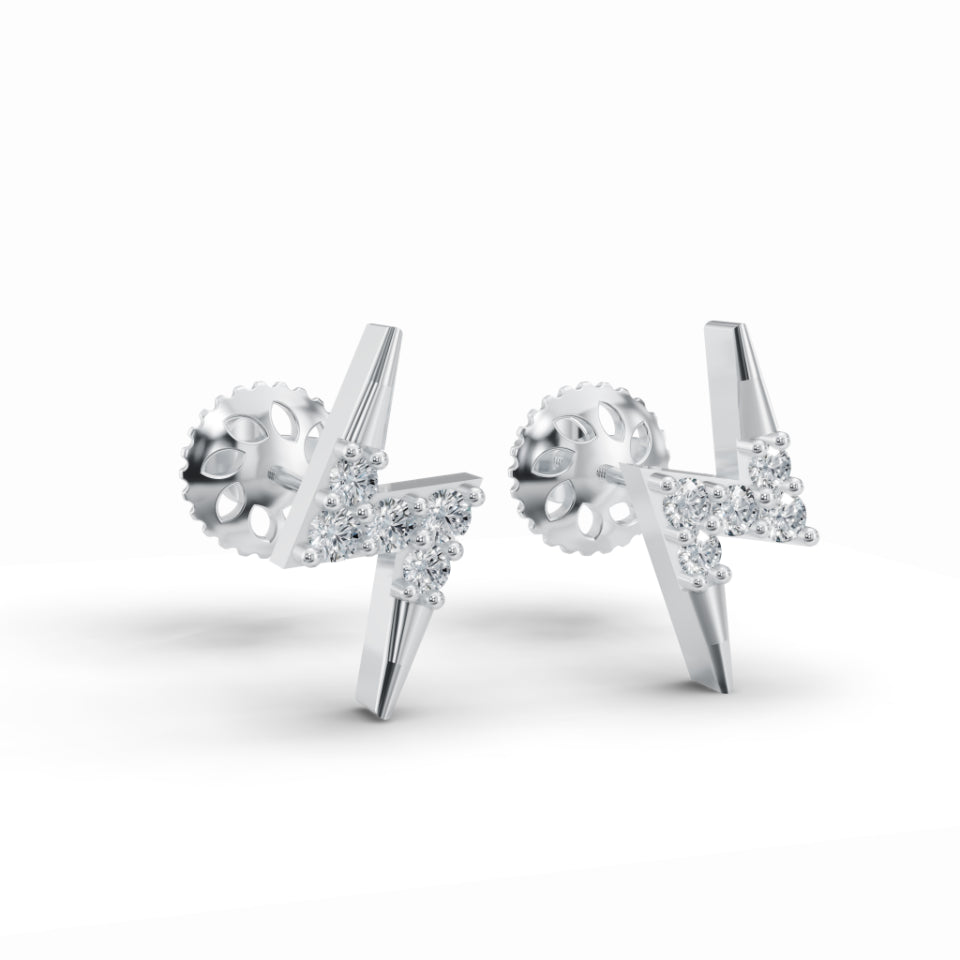 Electric Bolt Stud Diamond Earrings